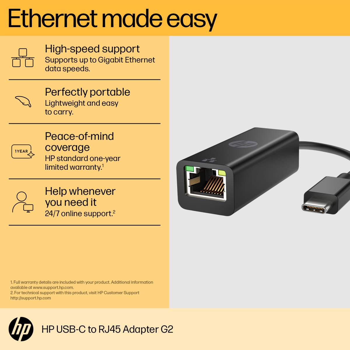 HP USB-C TO RJ45 ADAPTER G2 thumbnail