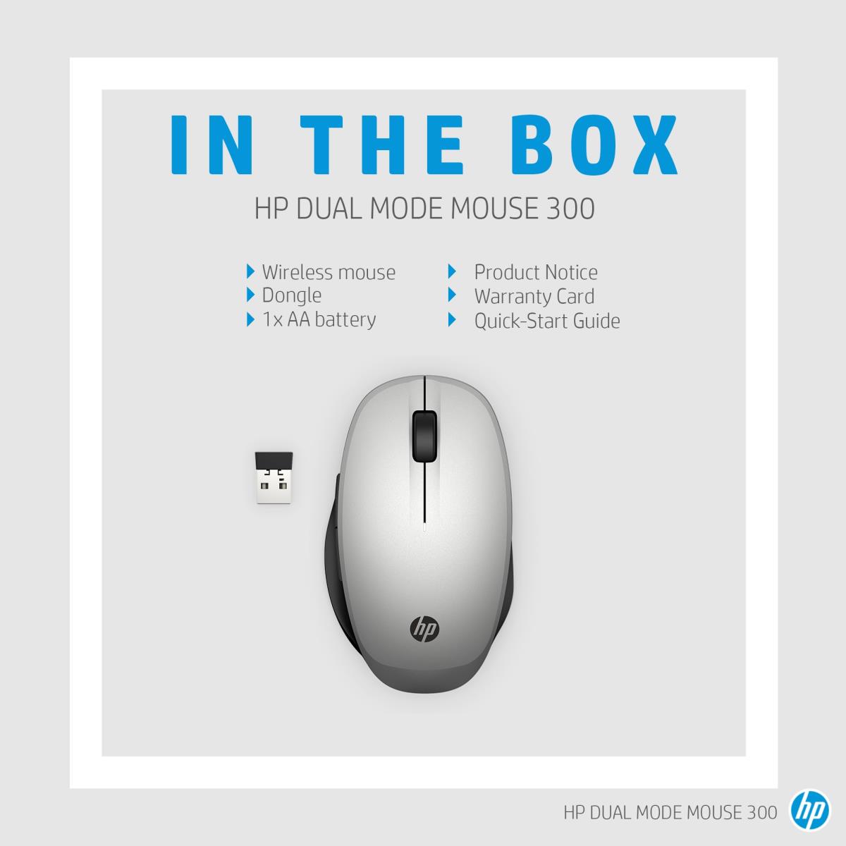 300 Dual Mode Wireless Mouse Silver - 6CR72AA#ABB thumbnail