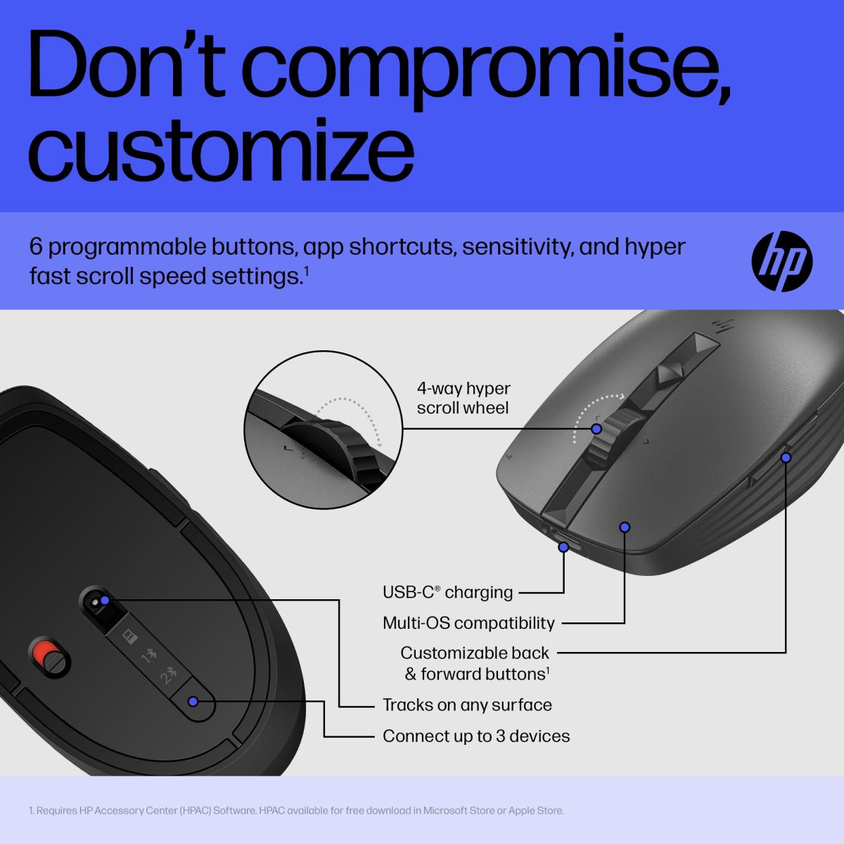 EU Product - HP 715 RECHBL Mult-Dvc Bluetooth Mouse thumbnail