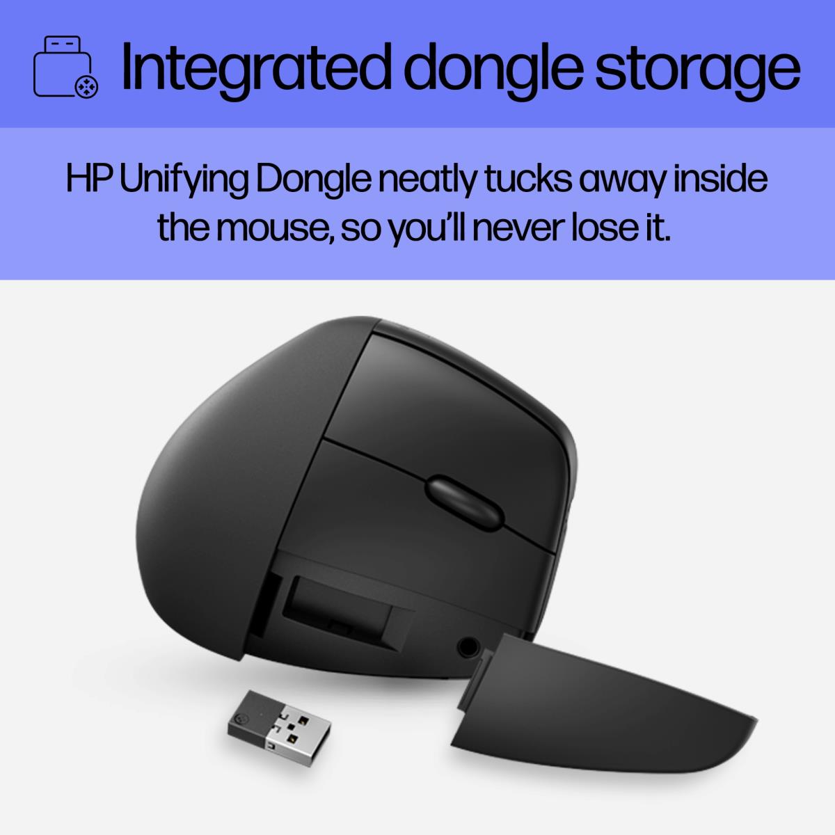 925 - Vertical mouse - ergonomic - 6 buttons - wireless - Bluetooth 5.3, 2.4 GHz - USB wireless receiver - black - 100% paper-based packaging thumbnail
