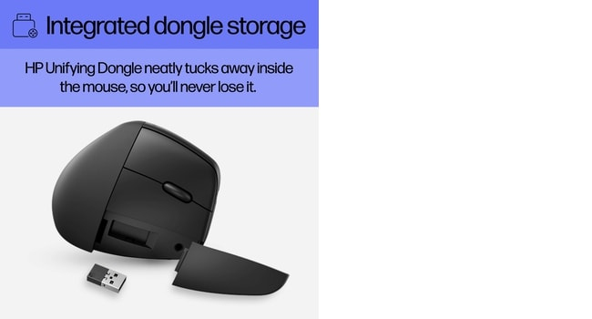 925 - Vertical mouse - ergonomic - 6 buttons - wireless - Bluetooth 5.3, 2.4 GHz - USB wireless receiver - black - 100% paper-based packaging thumbnail