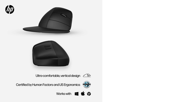 925 - Vertical mouse - ergonomic - 6 buttons - wireless - Bluetooth 5.3, 2.4 GHz - USB wireless receiver - black - 100% paper-based packaging thumbnail