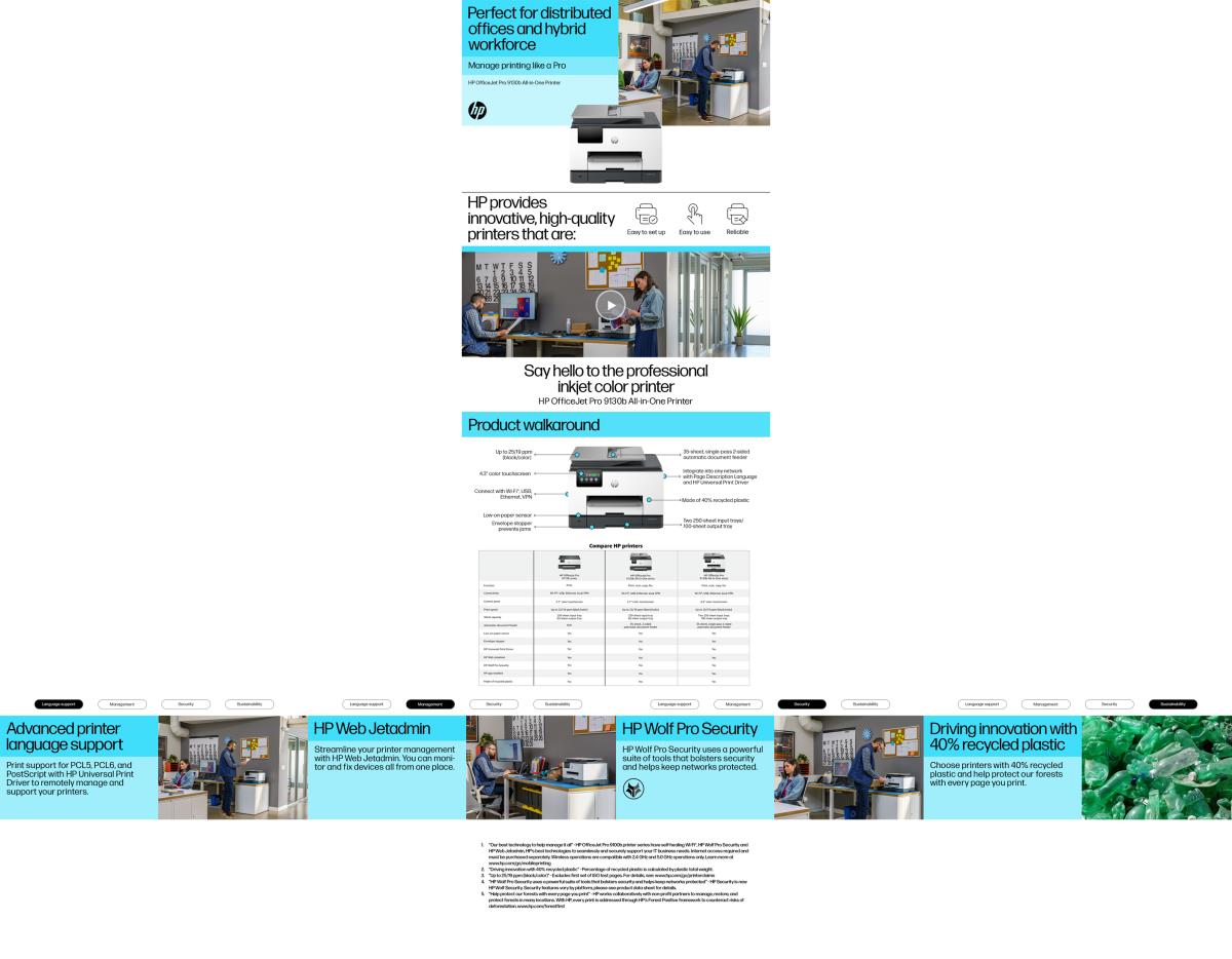EU Product - OfficeJet Pro 9130b All-in-One 4 in 1 Tintenstrahl-Multifunktionsdrucker - Fax - Inkjet thumbnail
