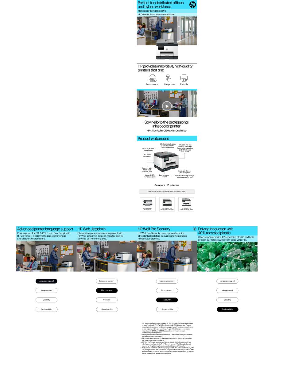 EU Product - OfficeJet Pro 9130b All-in-One 4 in 1 Tintenstrahl-Multifunktionsdrucker - Fax - Inkjet thumbnail