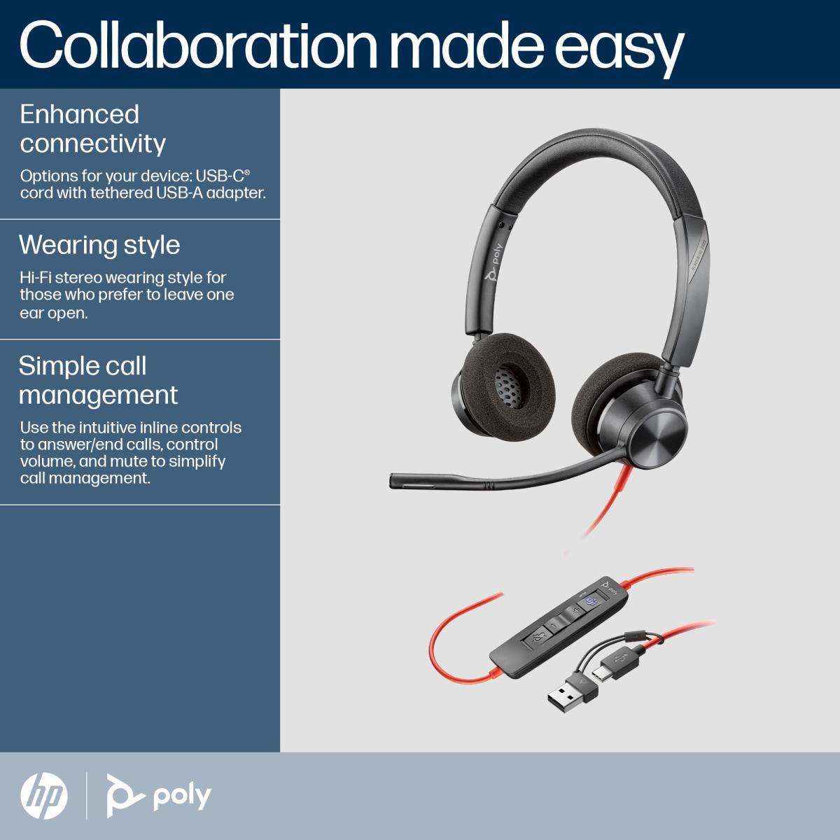 HP Blackwire 3320 Stereo Microsoft Teams Certifie thumbnail