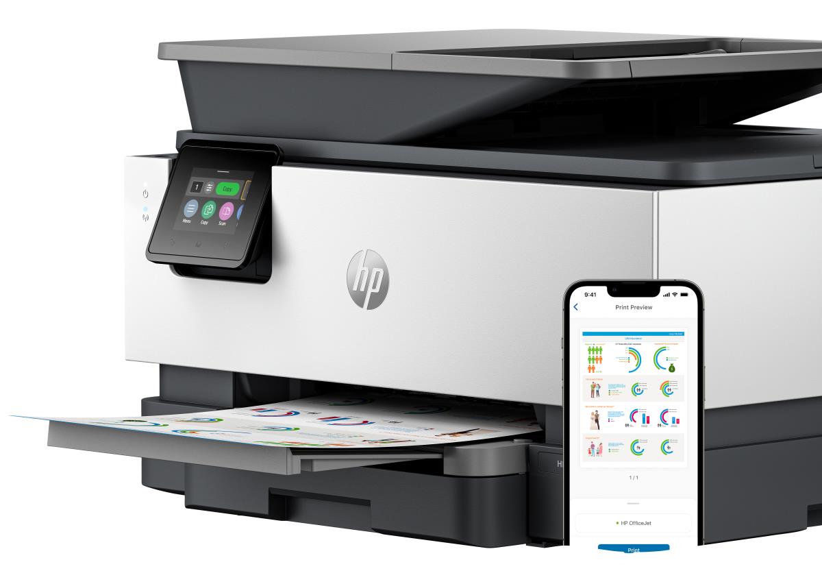 Officejet Pro 9120e All-in-One - Multifunction printer - colour - ink-jet - Legal (216 x 356 mm) (original) - A4/Legal (media) - up to 21 ppm (copying) - up to 22 ppm (printing) - 250 sheets - 33.6 Kbps - USB 2.0, USB 2.0 host, Wi-Fi(ac), Bluetooth, LAN - thumbnail