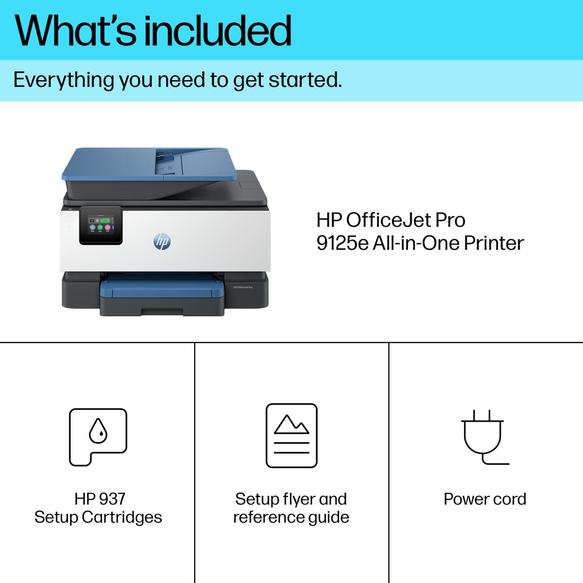 Officejet Pro 9125e All-in-One - Multifunction printer - colour - ink-jet - Legal (216 x 356 mm) (original) - A4/Legal (media) - up to 21 ppm (copying) - up to 22 ppm (printing) - 250 sheets - 33.6 Kbps - Wi-Fi(ac), LAN, USB 2.0, USB 2.0 host, Bluetooth - thumbnail