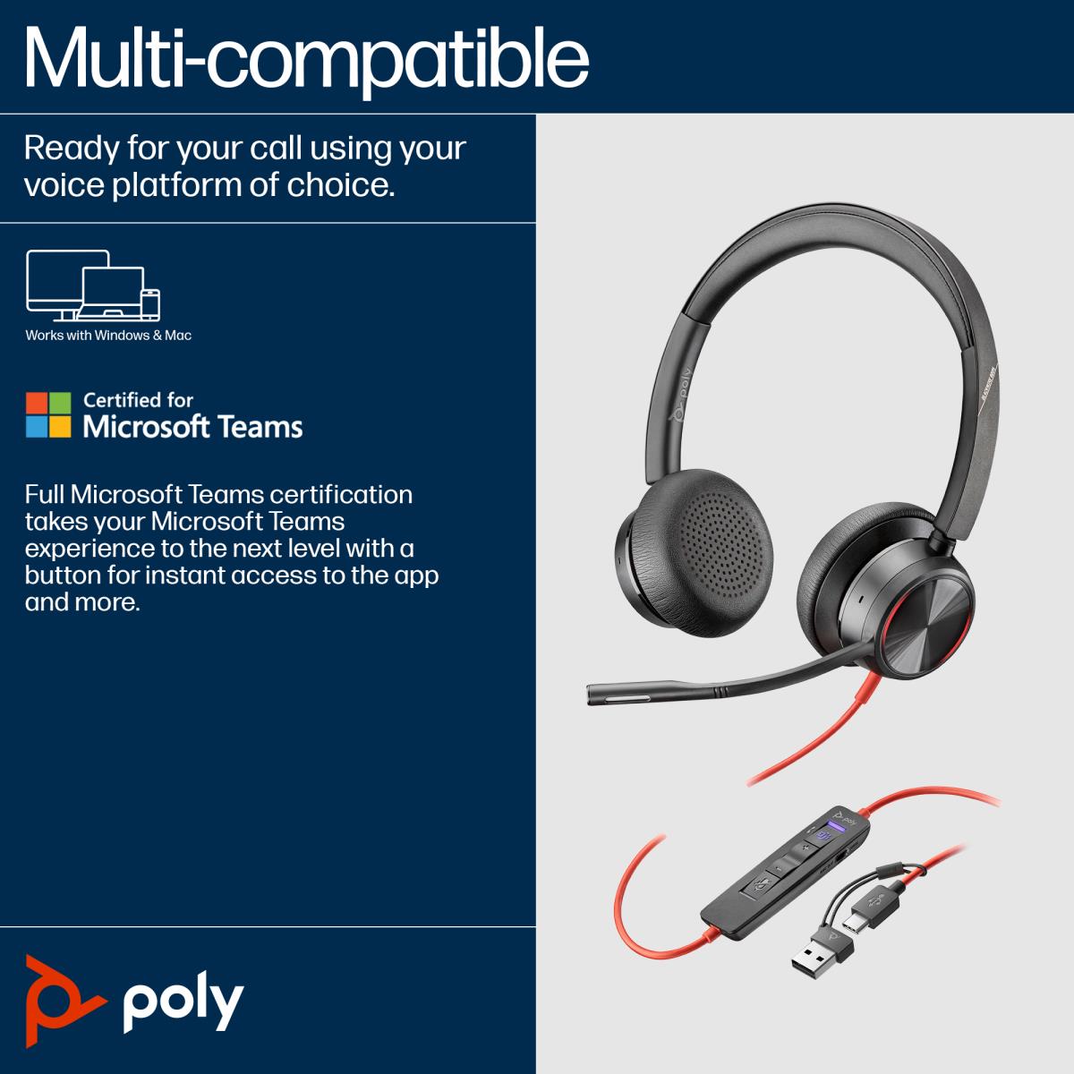 EU Product - Blackwire 8225 Stereo Teams USB-C/A - Headset - Stereo thumbnail