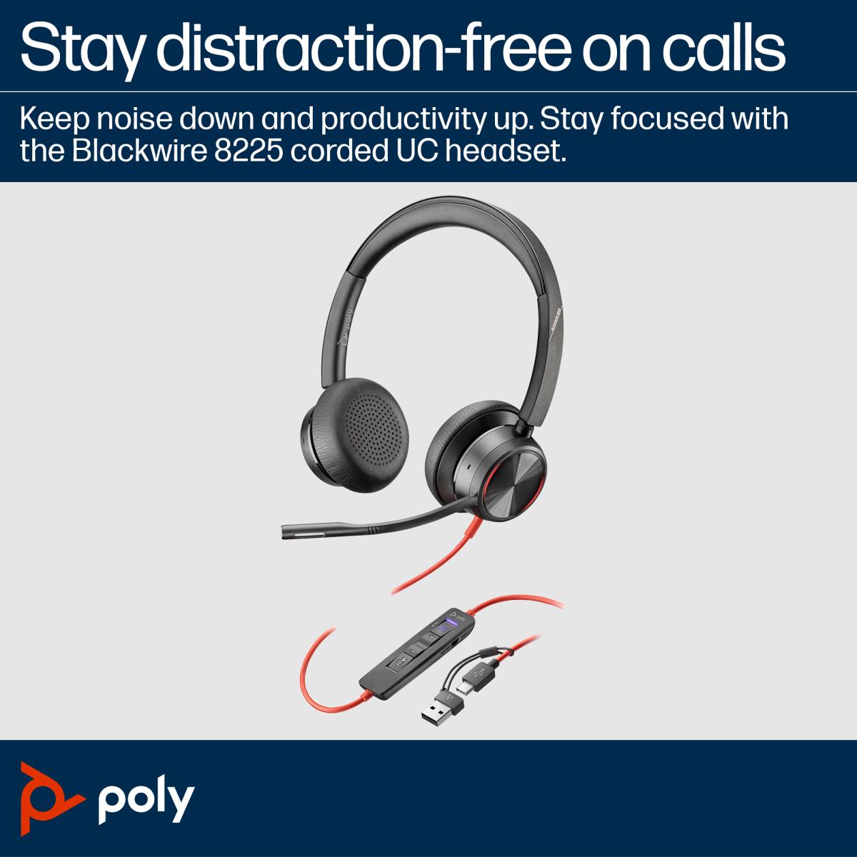 EU Product - Blackwire 8225 Stereo Teams USB-C/A - Headset - Stereo thumbnail
