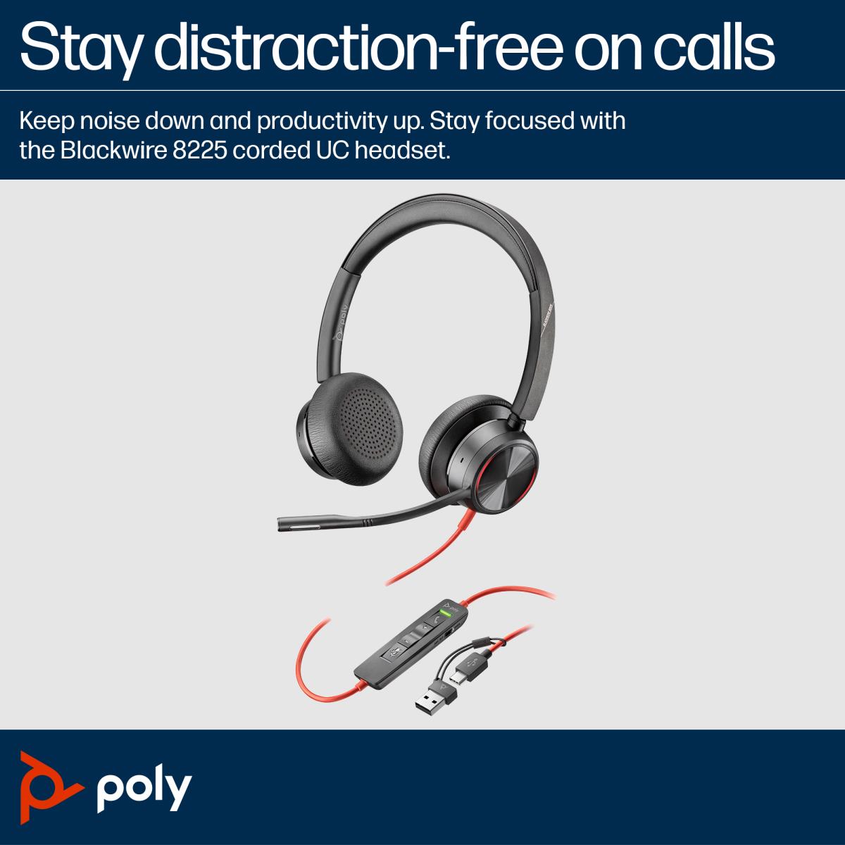 EU Product - Blackwire 8225 Stereo Teams USB-C/A - Headset - Stereo thumbnail