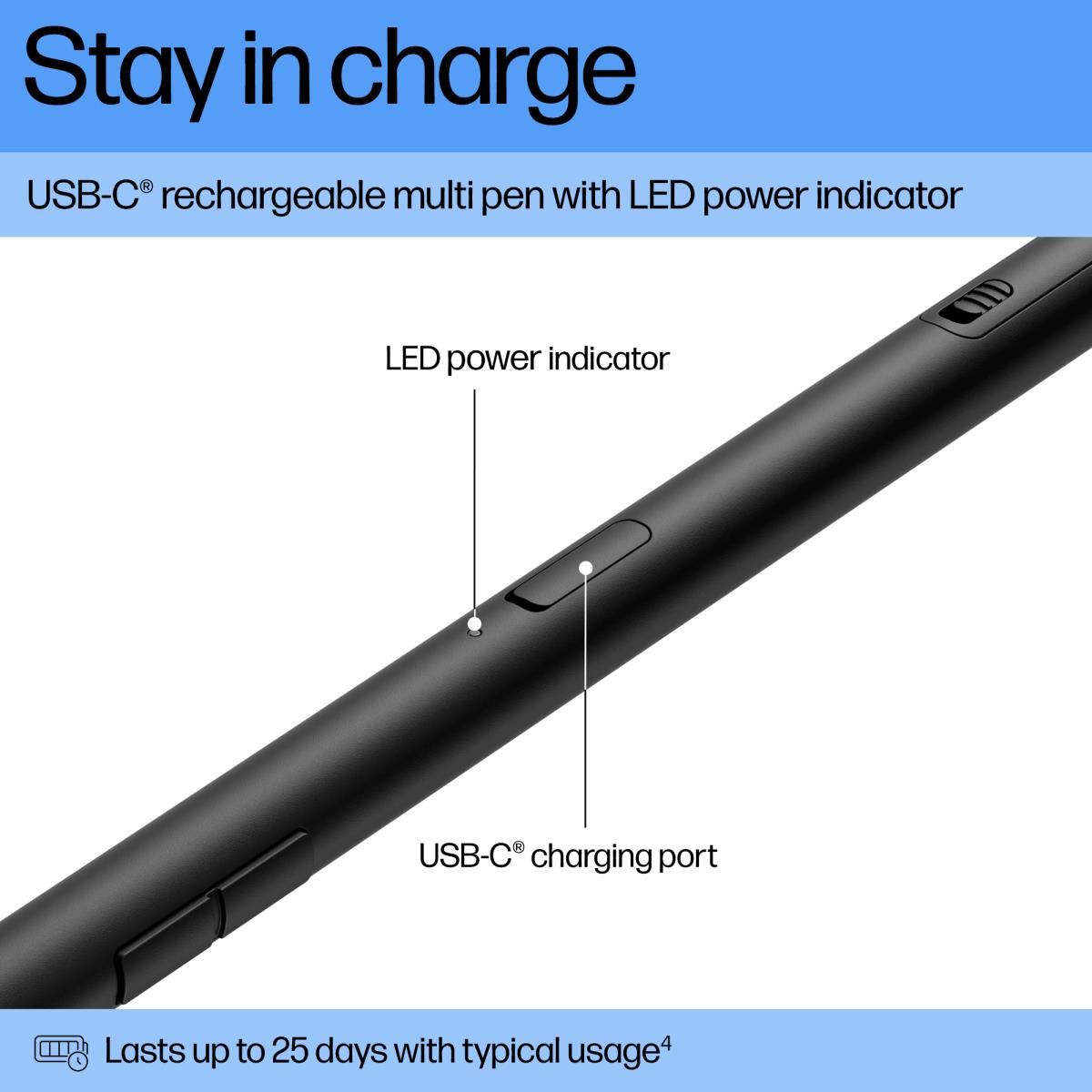 705 Multi Pen - Active stylus - rechargeable - 2 buttons - black thumbnail