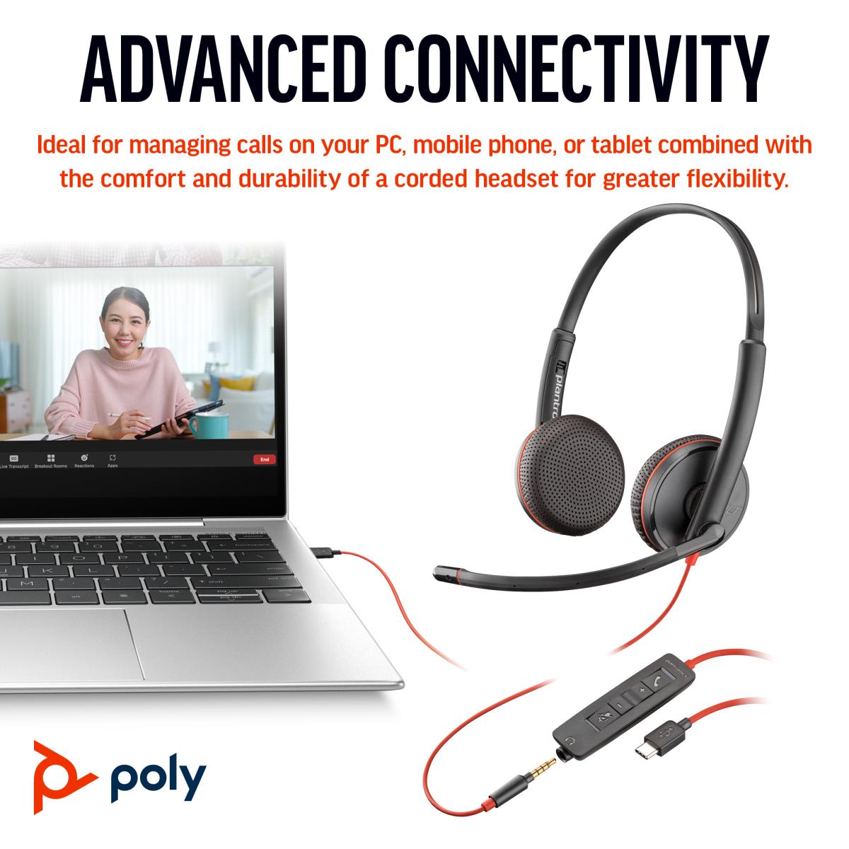 EU Product - Headset Blackwire 3225 Stereo USB-C USBC+3 - Headset - 20 KHz thumbnail