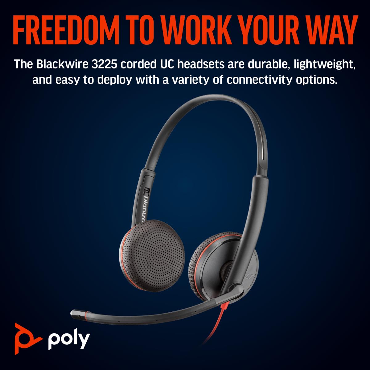 EU Product - Headset Blackwire 3225 Stereo USB-C USBC+3 - Headset - 20 KHz thumbnail