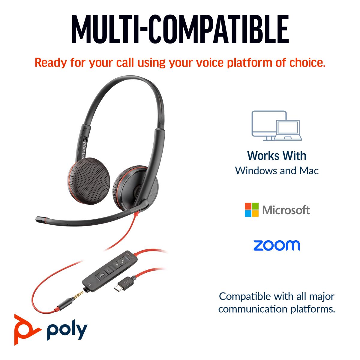EU Product - Headset Blackwire 3225 Stereo USB-C USBC+3 - Headset - 20 KHz thumbnail