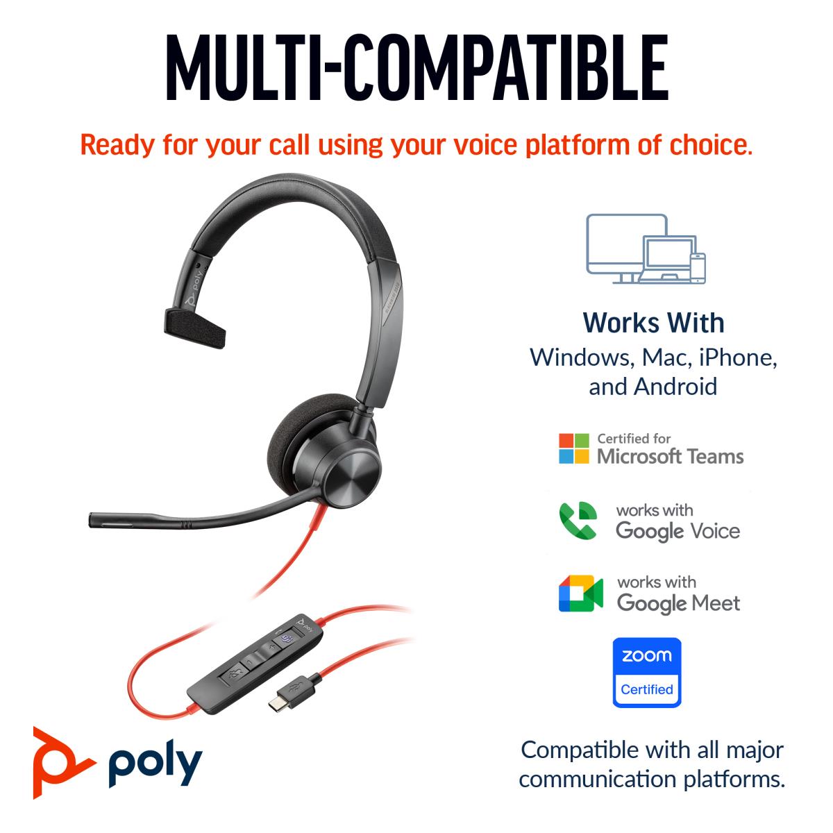 POLY BW 3310 MONO USB-C HS +USB thumbnail