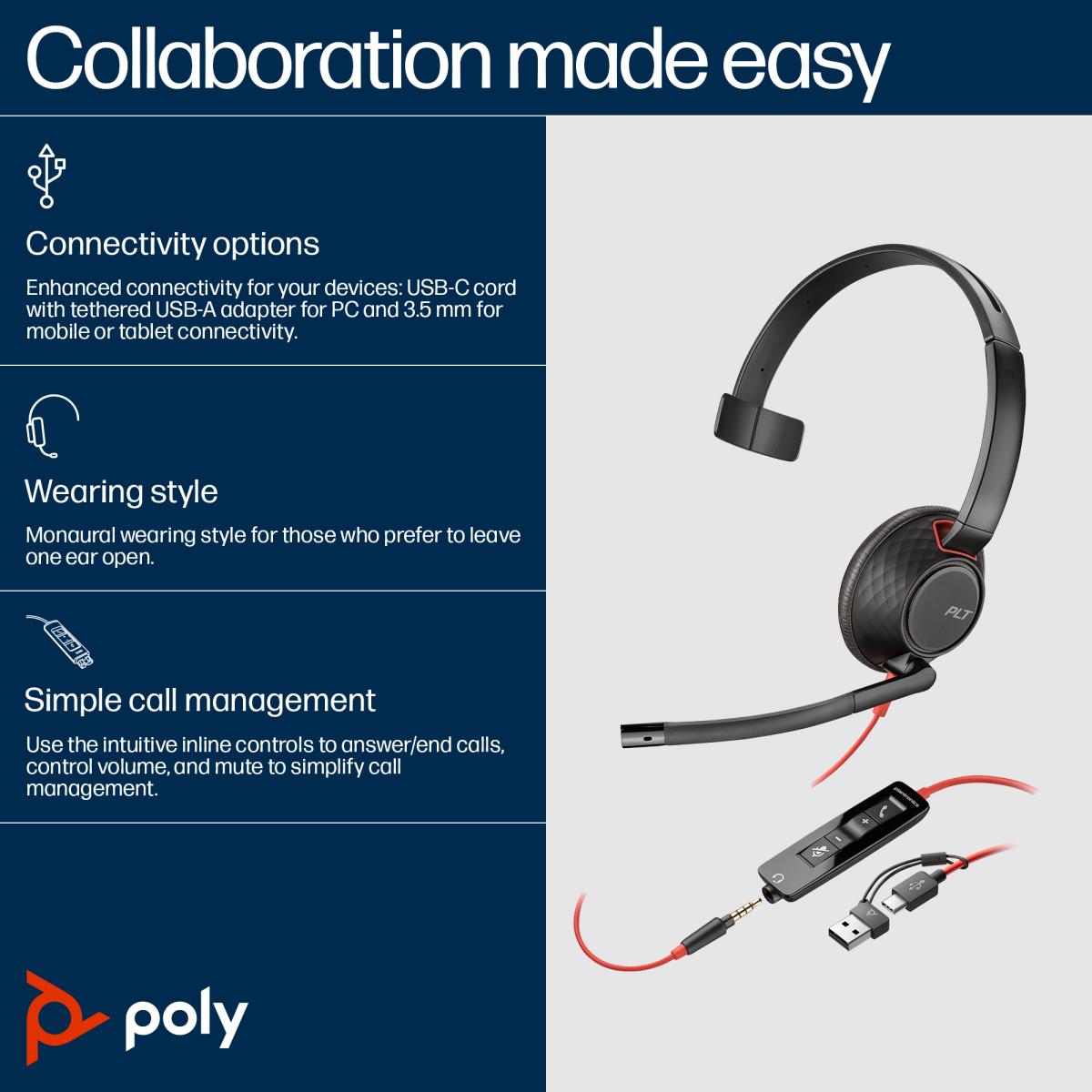 POLY BLACKWIRE C5210 USB-A/C BULK thumbnail