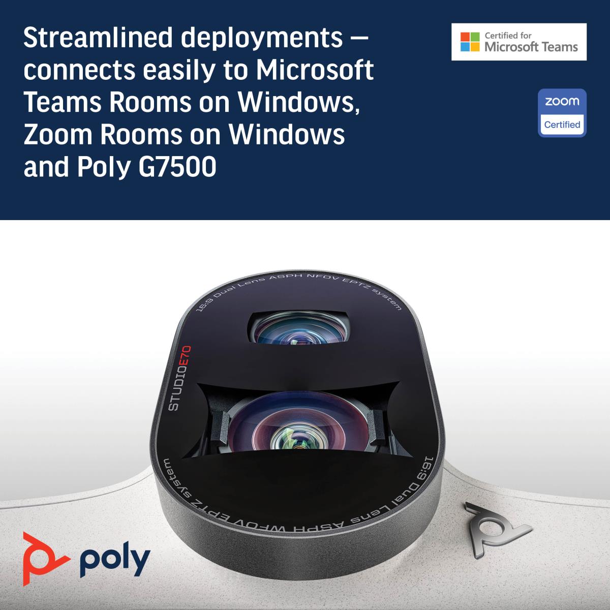 Studio E70 Video Conferencing Camera 4k With Dual Lens Connect easily-White thumbnail