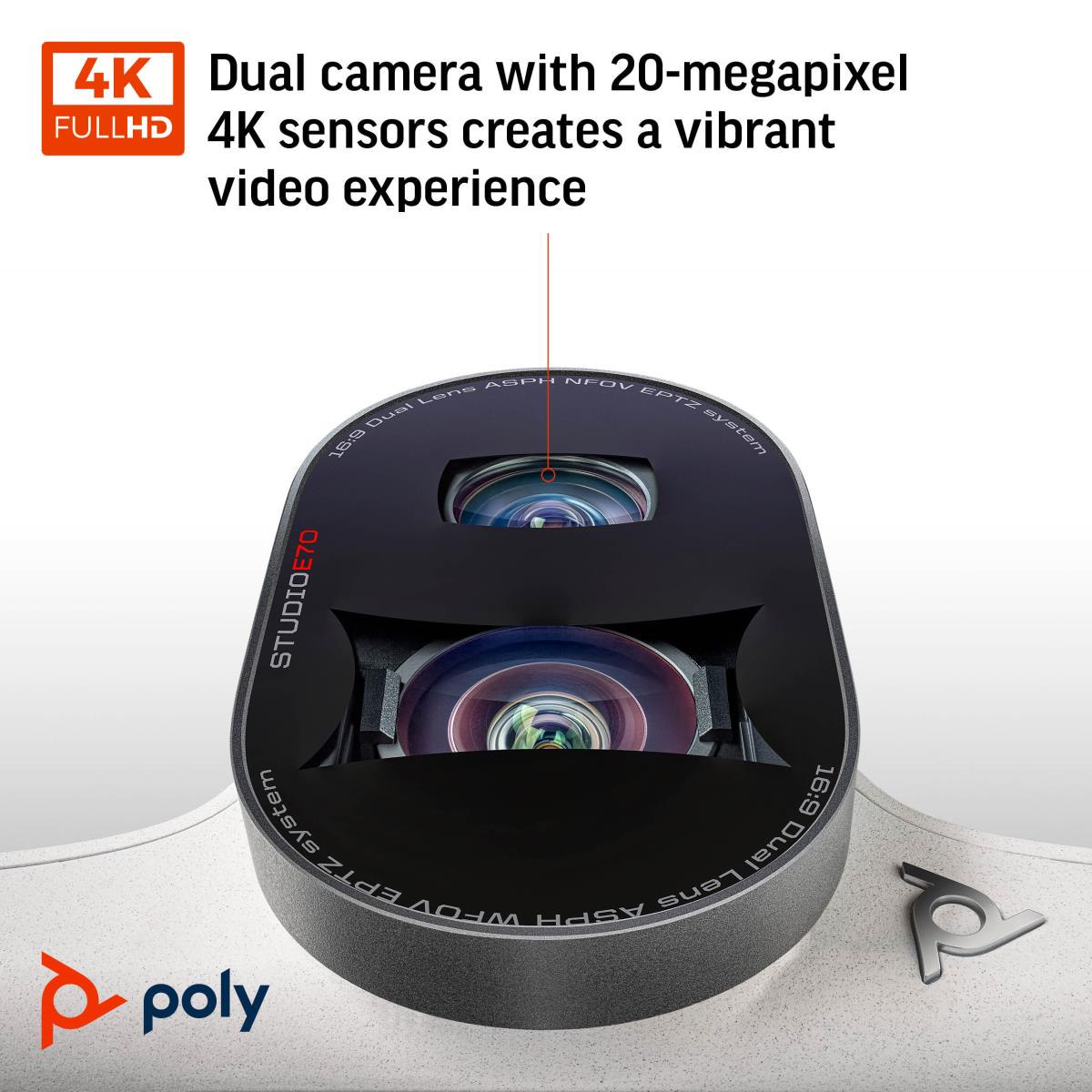 Studio E70 Video Conferencing Camera 4k With Dual Lens Connect easily-White thumbnail