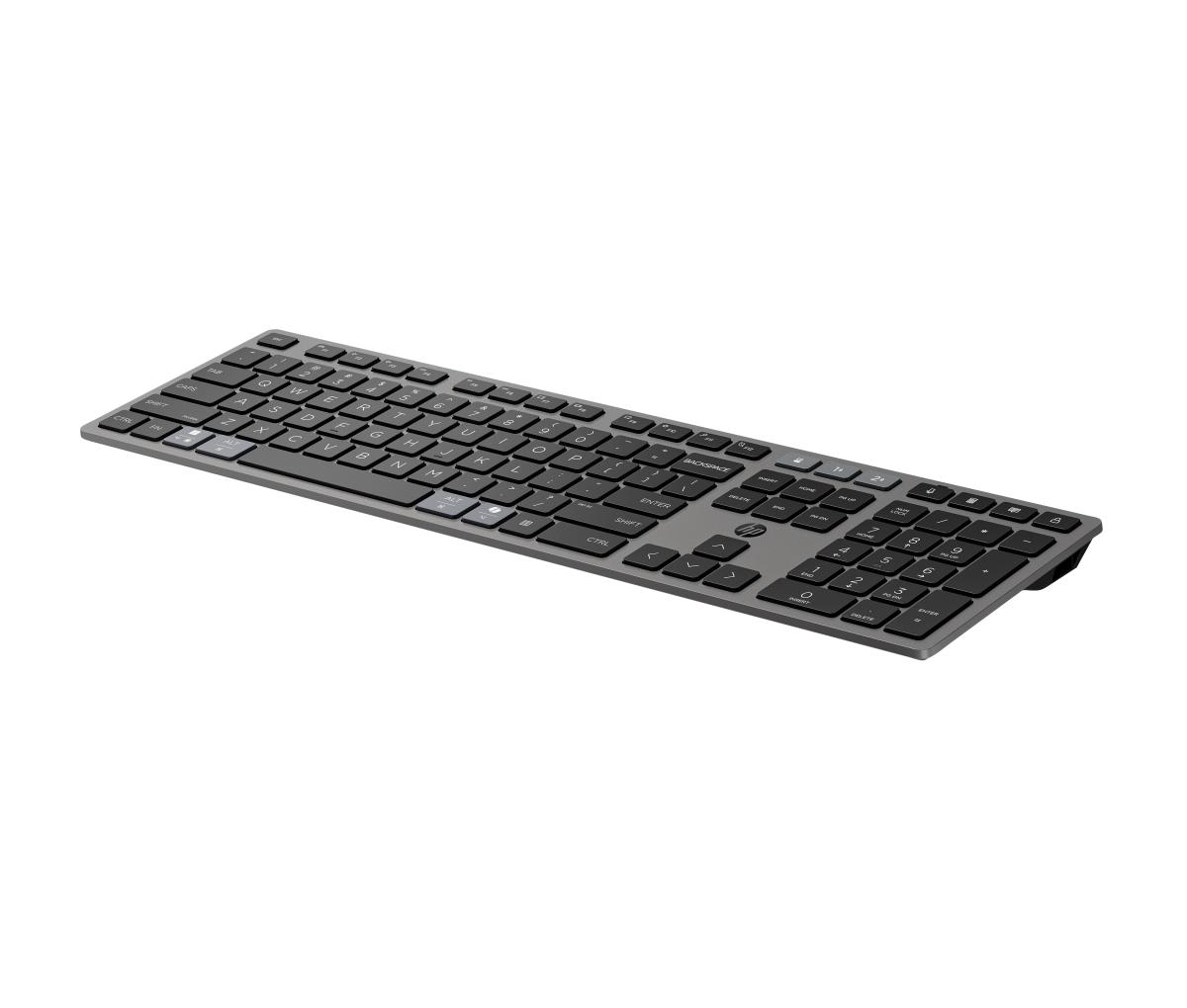 725 - Keyboard - multi-device, rechargeable, powered by SuperCapacitor - full size - wireless - Bluetooth, 2.4 GHz - QWERTY - International English - nightfall black thumbnail