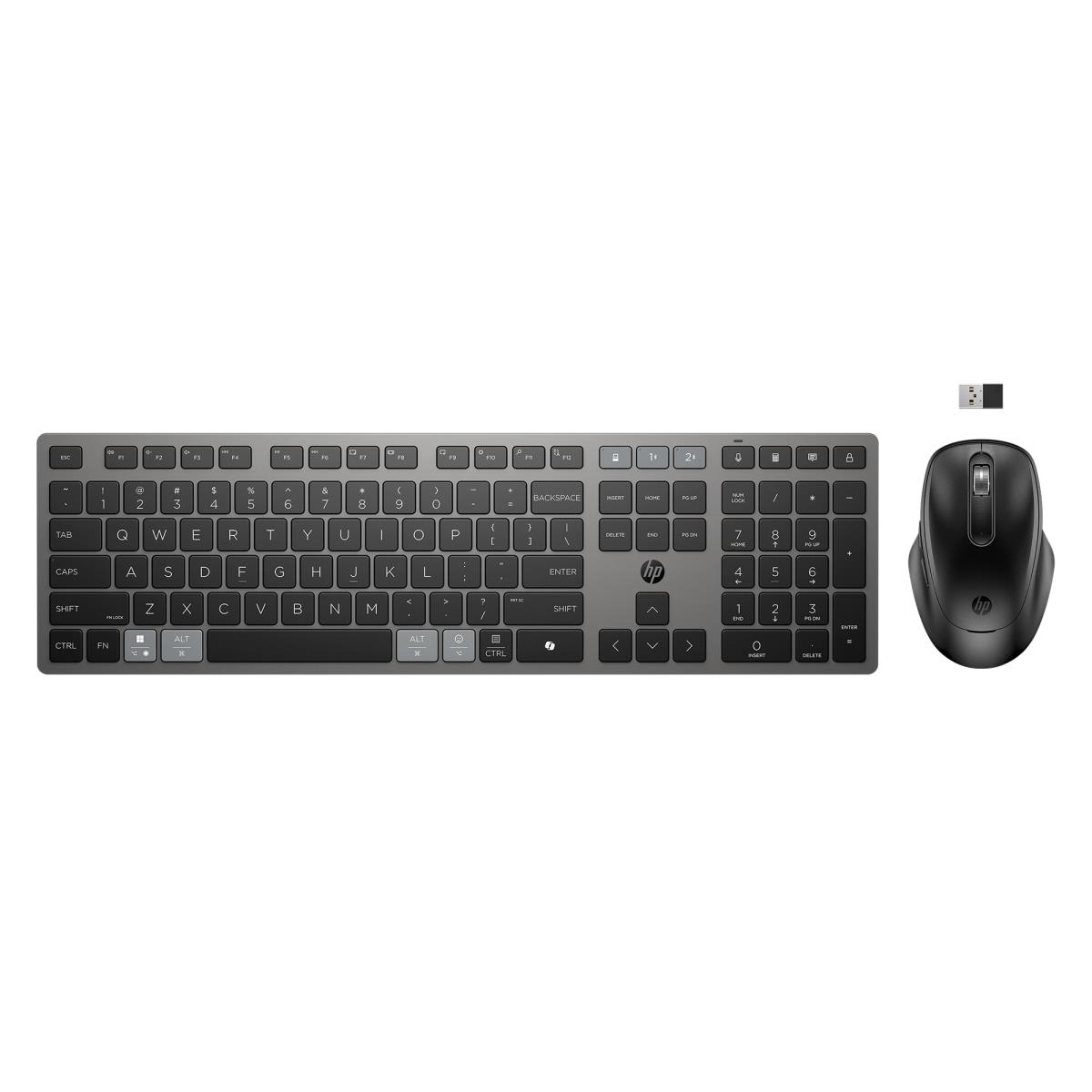 725 - Keyboard and mouse set - multi-device, rechargeable, powered by SuperCapacitor - full size - wireless - Bluetooth, 2.4 GHz - UK - nightfall black - Smart Buy thumbnail