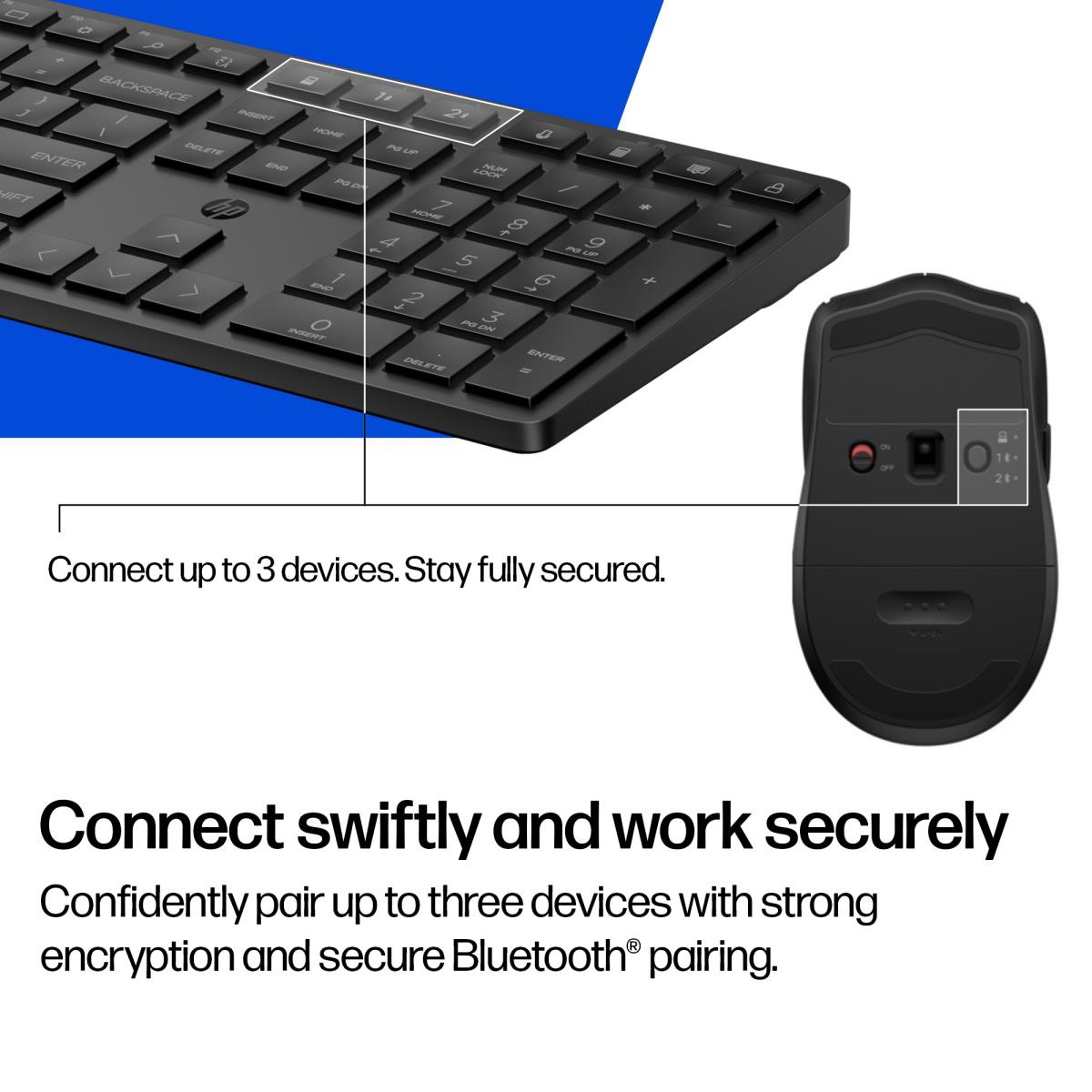 EU Product - Multi-Device Dual-Mode Mouse and Keyboard Combo 490C HP Multi-DeviceDual-Mode - Keyboard - 4,000 dpi thumbnail