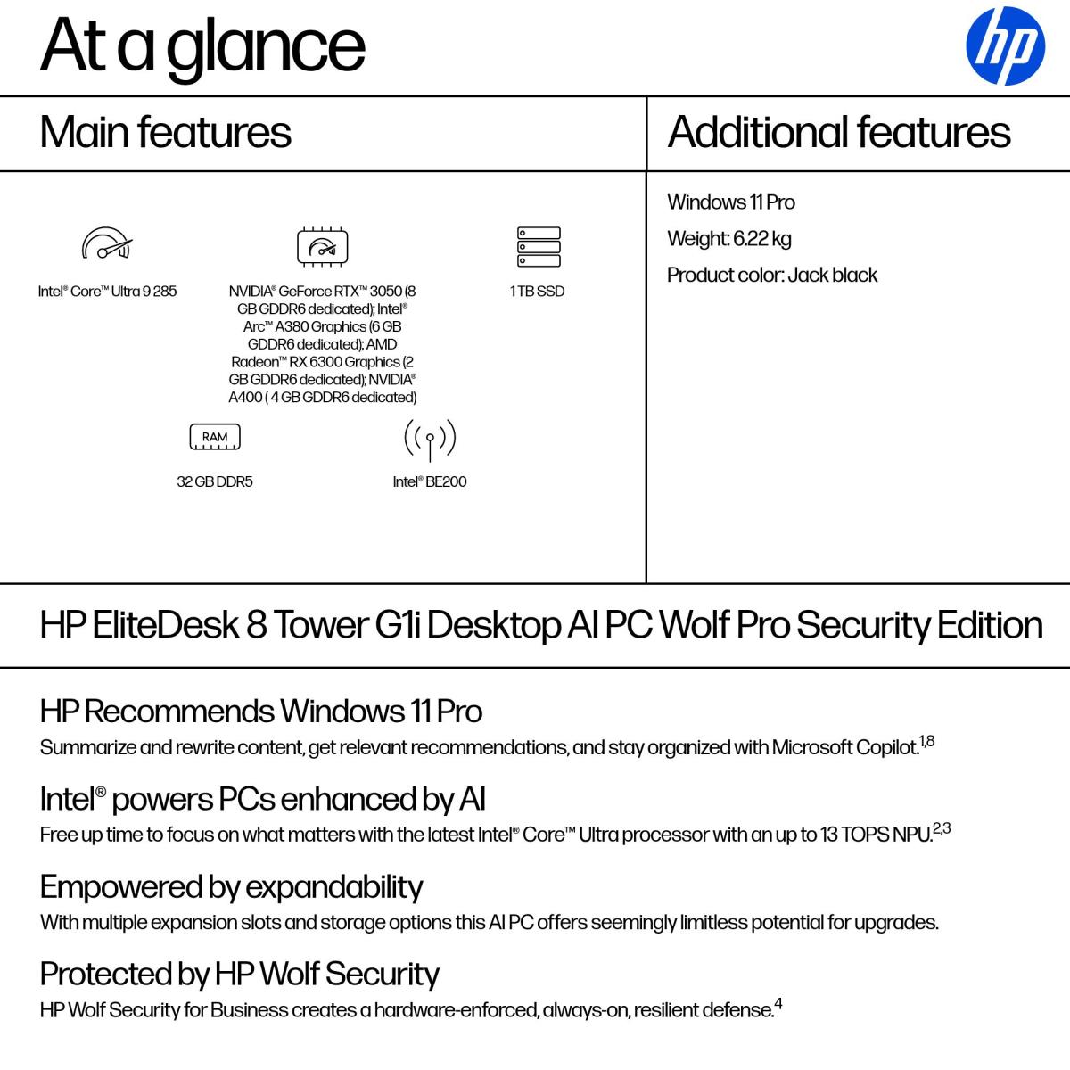 EliteDesk 8 Tower G1i Desktop AI PC  Wolf Pro Security Edition thumbnail