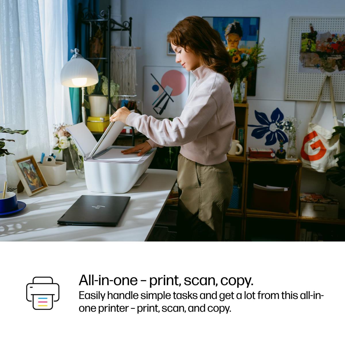 Deskjet 2922 All-in-One - Multifunction printer - colour - ink-jet - 216 x 297 mm (original) - A4/Legal (media) - up to 6 ppm (copying) - up to 7.5 ppm (printing) - 60 sheets - USB 2.0, Wi-Fi(n) - OOV white with evening fog accents thumbnail