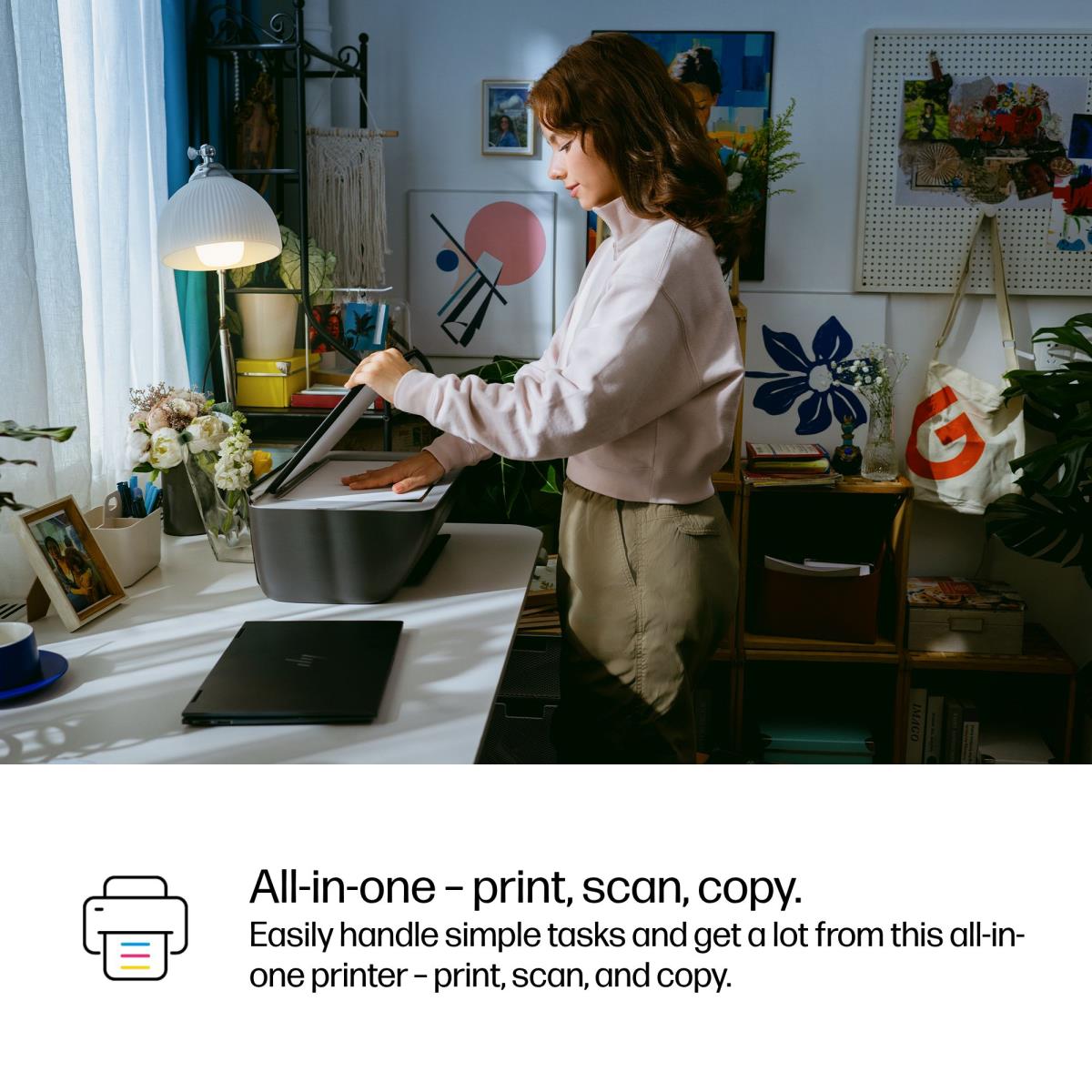 Deskjet 2910 All-in-One - Multifunction printer - colour - ink-jet - 216 x 297 mm (original) - A4/Legal (media) - up to 6 ppm (copying) - up to 7.5 ppm (printing) - 60 sheets - USB 2.0, Wi-Fi(n) - black cement with black cement accent thumbnail