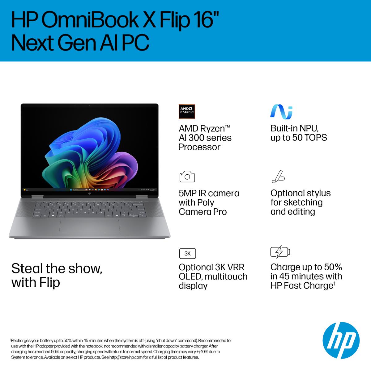 OmniBook X Flip 2-in-1 Laptop Next Gen AI 16-ar0010nax thumbnail
