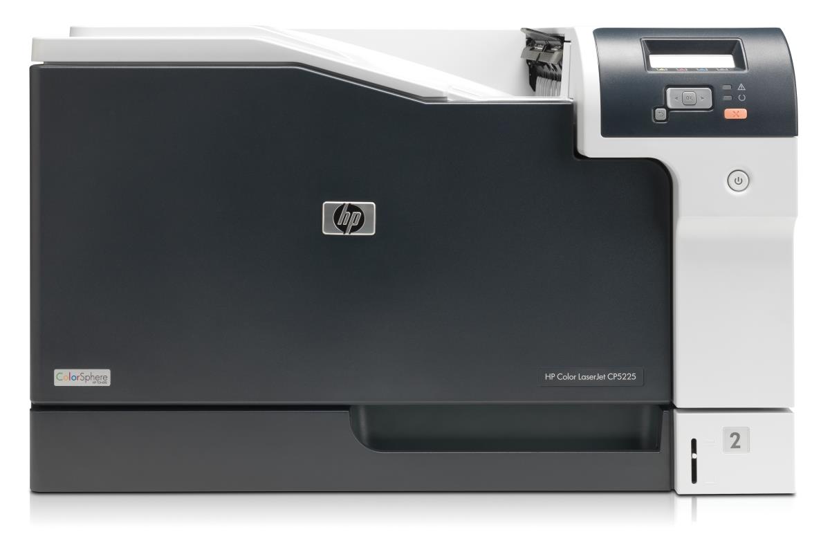 Color LaserJet Professional CP5225dn Printer, 20ppm mono and colour, A4, A3, duplex, 600x600dpi, 192MB memory, 250 paper tray, 100 sheet multi purpose tray, hi-speed USB 2.0, built-in fast ethernet 10/100Base-TX, HP PCL 6, HP PCL 5c, HP Postscript level 3 thumbnail