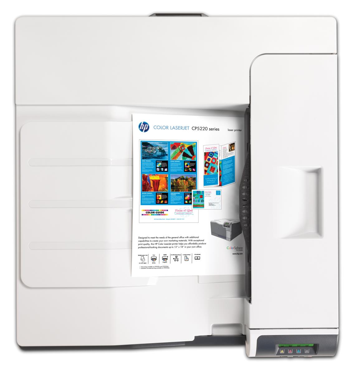 Color LaserJet Pro CP5225n, print, 20ppm mono & colour, A4, A3, 600x600dpi, 192MB, 100 sheet multi purpose paper tray, 250 sheet paper tray, hi-speed USB 2.0, fast ethernet 10/100Base-TX, one year warranty thumbnail