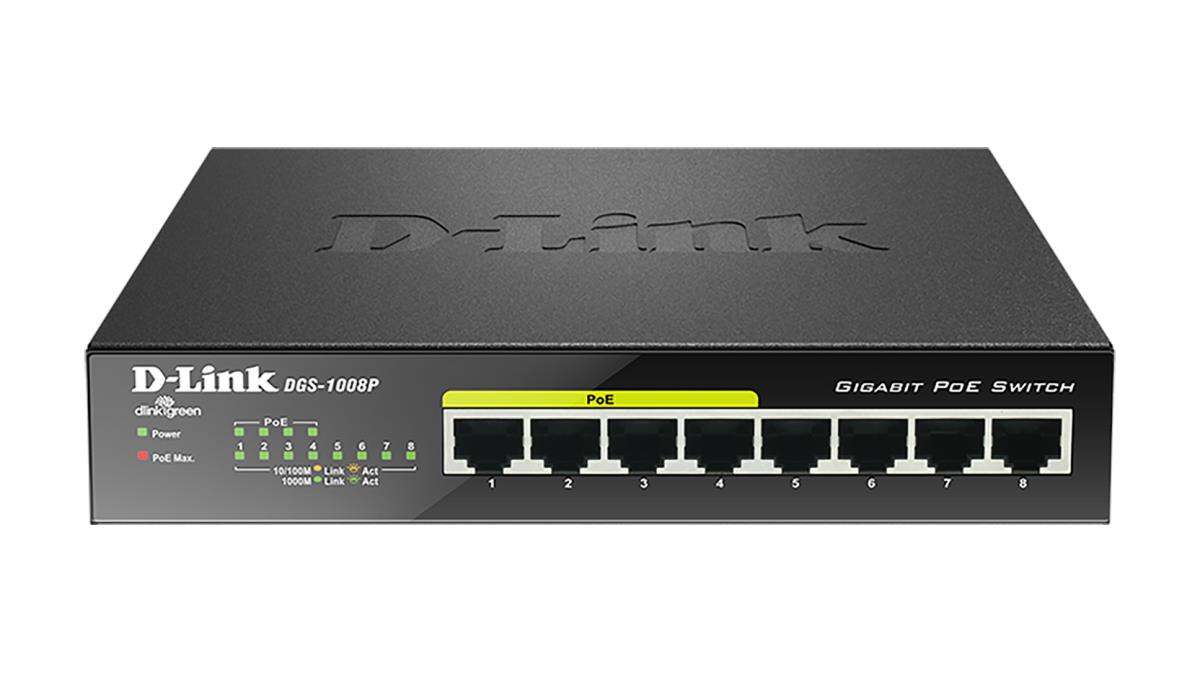 EU Product - Switch DGS-1008P 8xGBit (4xPoE - 68W) Unmanaged thumbnail