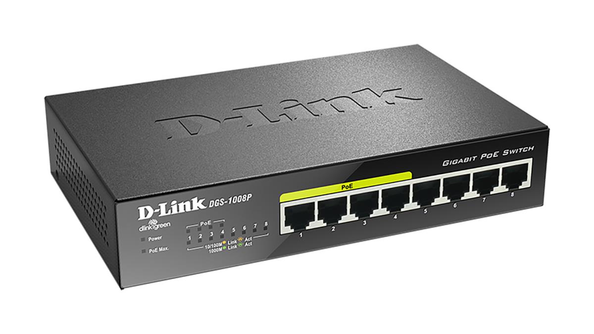 EU Product - Switch DGS-1008P 8xGBit (4xPoE - 68W) Unmanaged thumbnail