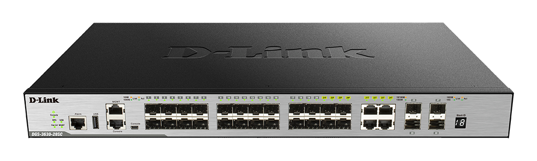 DGS 3630-28SC - Switch - L3 - Managed - 20 x Gigabit SFP + 4 x combo 1000Base-T + 4 x 10 Gigabit SFP+ - rack-mountable thumbnail