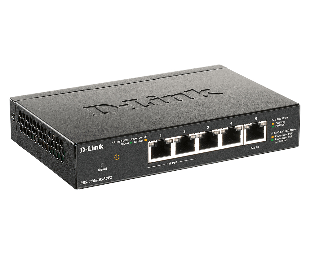 EU Product - Switch       D-Link DGS-1100-05PDV2 PoE-powered  5*GE PoE retail thumbnail