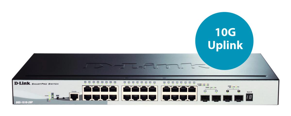 EU Product - Switch DGS-1510-28P E DGS151028P DGS-1510-28P/E - Switch - Fiber Optic thumbnail