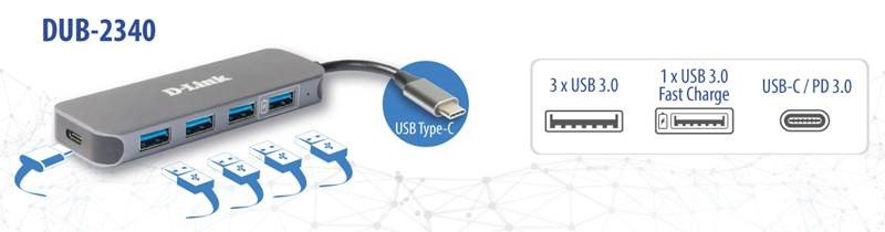 EU Product - DUB-2340  2-in-1 USB-C Hub mit USB-PD retail thumbnail