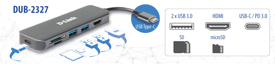 EU Product - DUB-2327  6-in-1 USB-C Hub mit HDMI/USB-PD/SD-Reader retail thumbnail