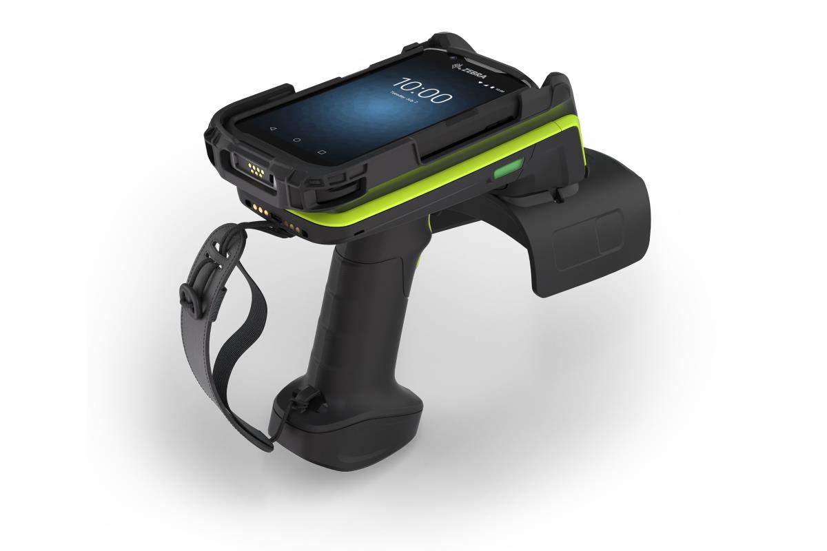 RFD90, Premium Plus Sled, Standard Range Circular Polarized Antenna, UHF RFID, Bluetooth, WiFi, Gun, SE4850 Extended Range Imager, 7000mAh Battery, Midnight Black/Industrial Green, 900MHz Worldwide thumbnail