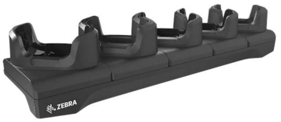 KIT: Charge-Only ShareCradle to charge up to five FR55, TC53 / TC58, TC53e / TC58e / TC53e-RFID devices WITH a protective boot. Includes a power supply (PWR-BGA12V50W0WW), DC cable (CBL-DC-388A1-01), and five pre-installed grey shims thumbnail