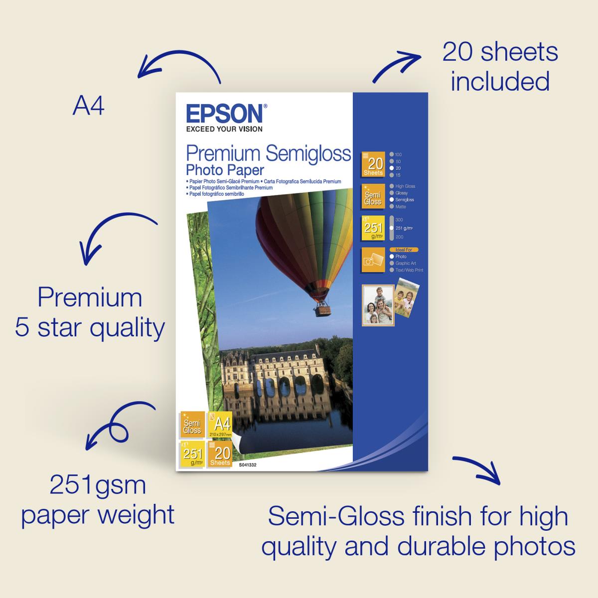 PREMIUM SEMI-GLOSS PHOTO PAP A4 20SH thumbnail