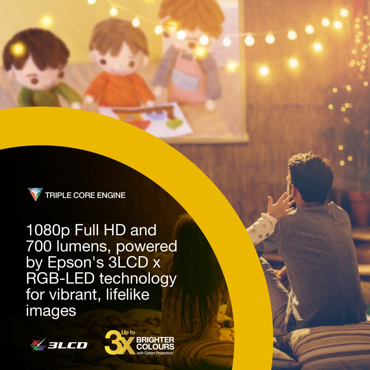Lifestudio Flex EF-71 - 3LCD projector - 700 lumens (white) - 700 lumens (colour) - 16:9 - 1080p - 802.11a/b/g/n/ac wireless / Bluetooth - diamond white thumbnail