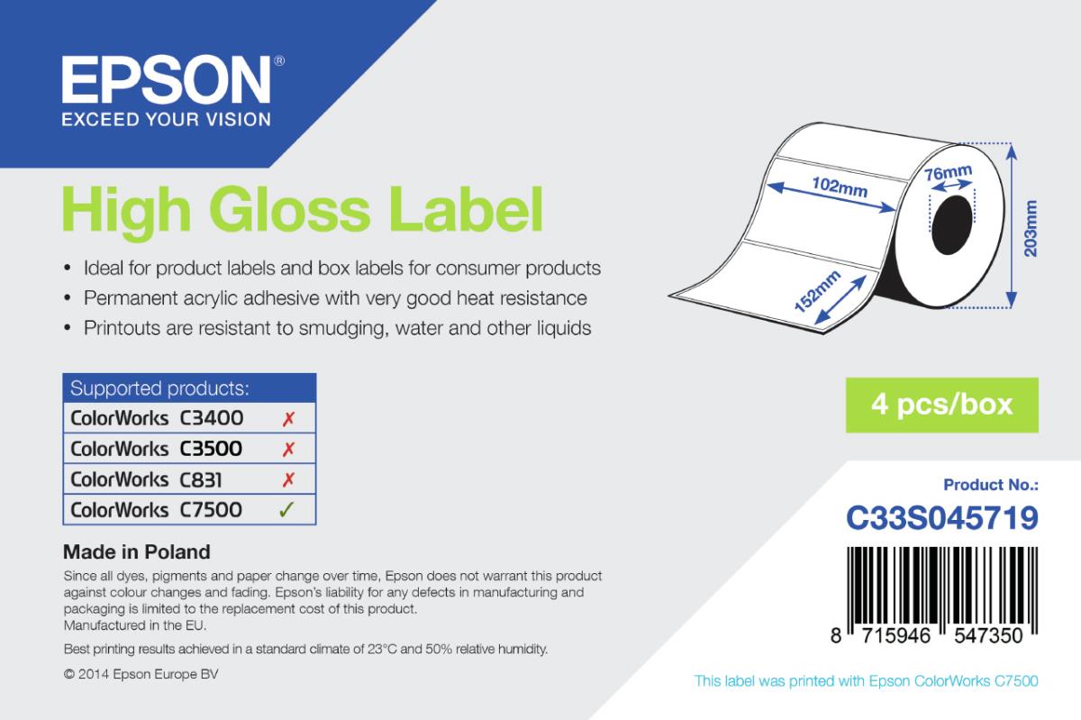 EU Product - Labels (paper, plastic), label roll, Epson, normal paper, W 102mm, H 152mm thumbnail