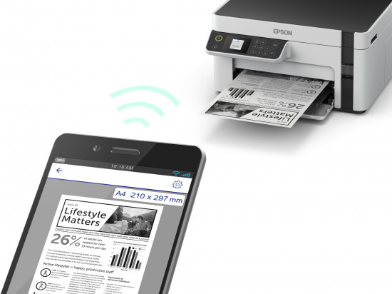 EcoTank ET-M2120 ET M2120 ETM2120 2120 - Multifunction printer - B/W - ink-jet - A4/Legal (media) - up to 15 ppm (printing) - 150 sheets - USB, Wi-Fi - white thumbnail