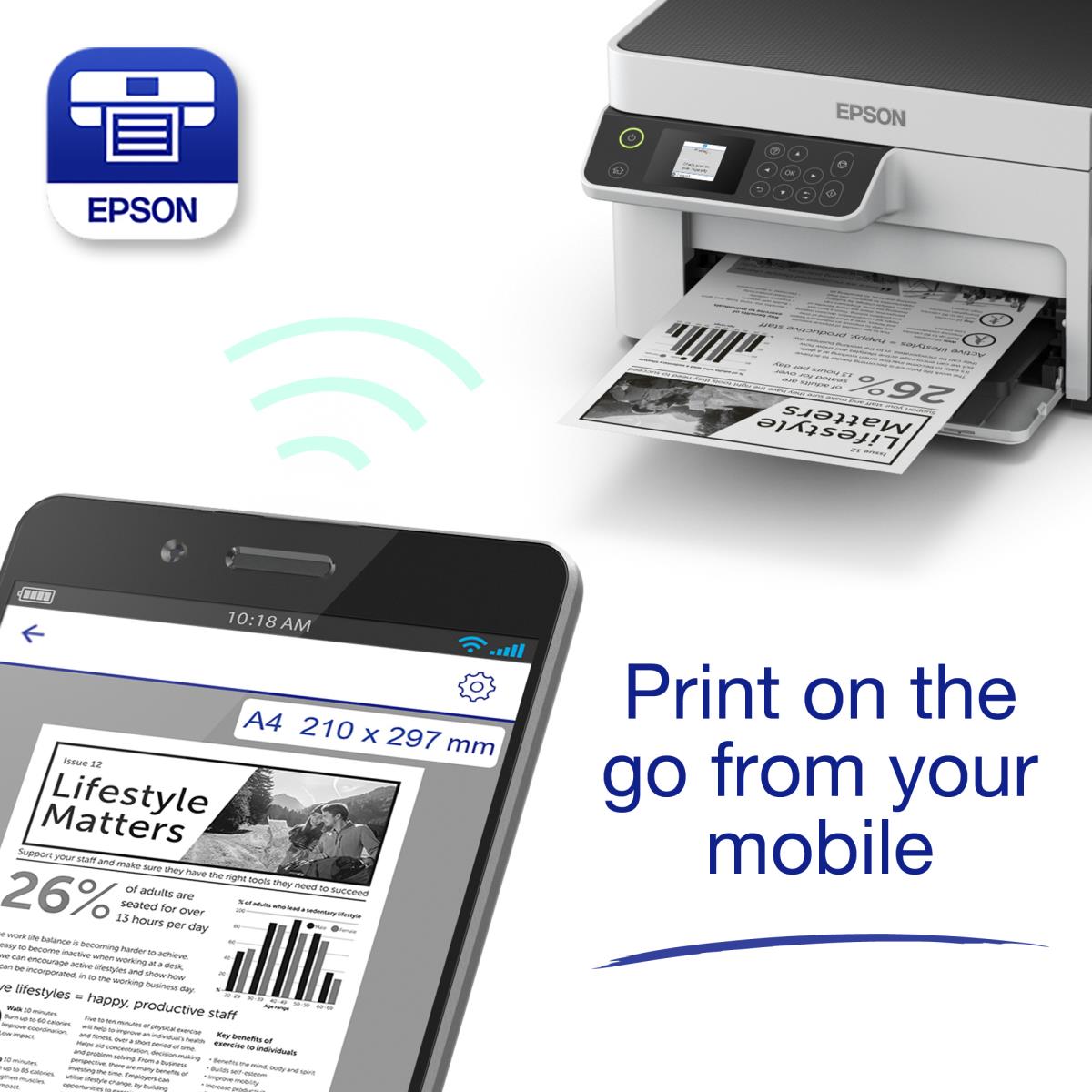 EcoTank ET-M2120 ET M2120 ETM2120 2120 - Multifunction printer - B/W - ink-jet - A4/Legal (media) - up to 15 ppm (printing) - 150 sheets - USB, Wi-Fi - white thumbnail