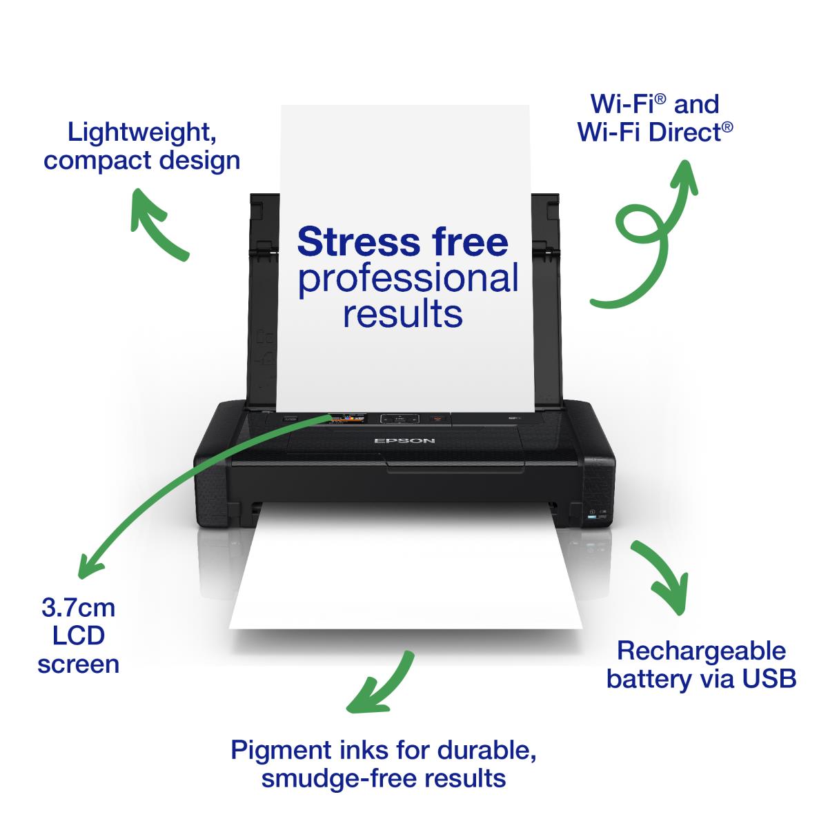 WorkForce WF-110W 110W WF110W WF110 110 W- Printer - colour - ink-jet - A4/Legal - 5760 x 1440 dpi - up to 7 ppm (mono) / up to 4 ppm (colour) - capacity: 20 sheets - USB 2.0, Wi-Fi(n) thumbnail