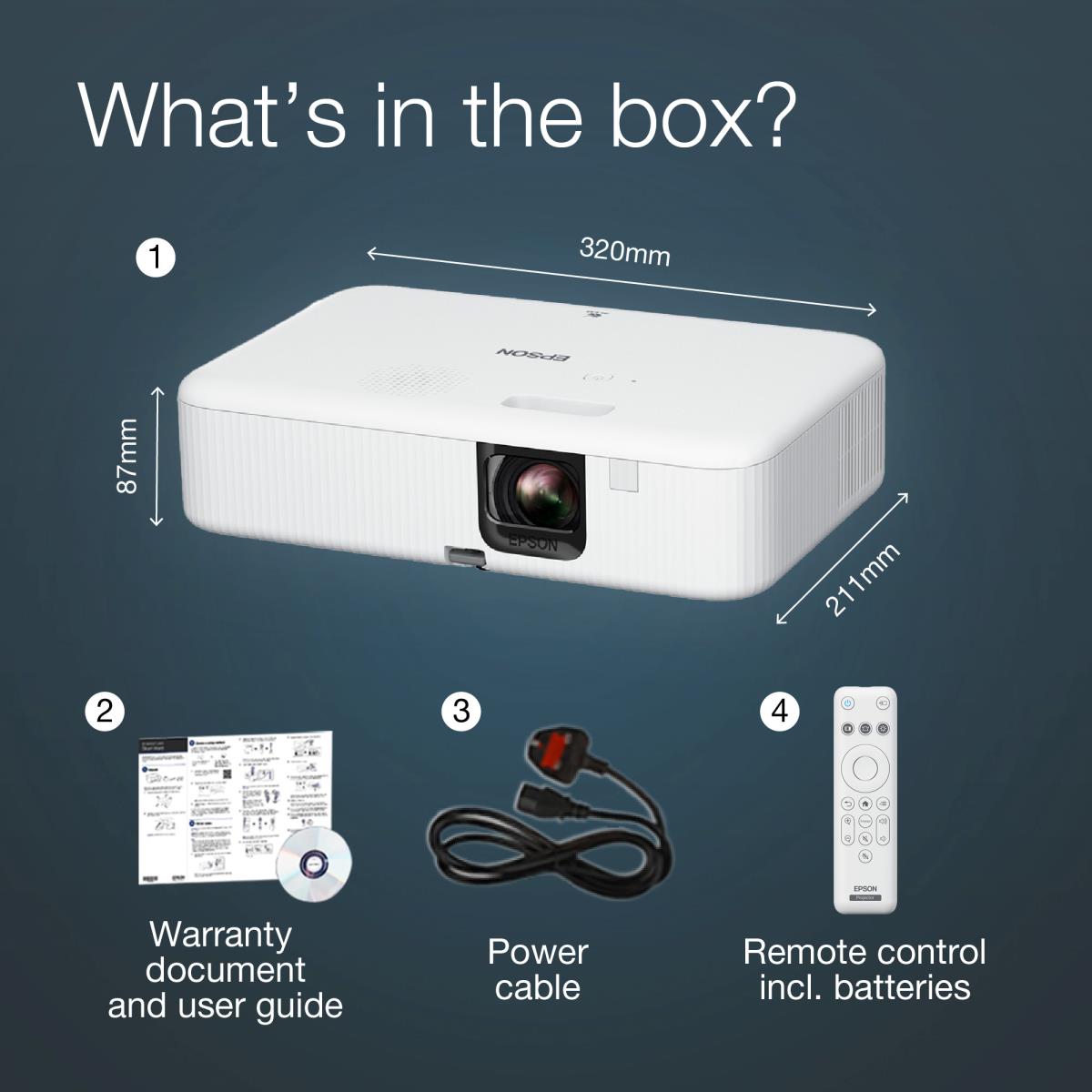 CO-FH02 - 3LCD projector - portable - 3000 lumens (white) - 3000 lumens (colour) - Full HD (1920 x 1080) - 16:9 - 1080p - black / white - Android TV thumbnail