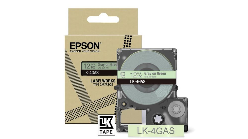 LK-4GAS COLOUR TAPE 12MMGREEN/GREY (8M) thumbnail