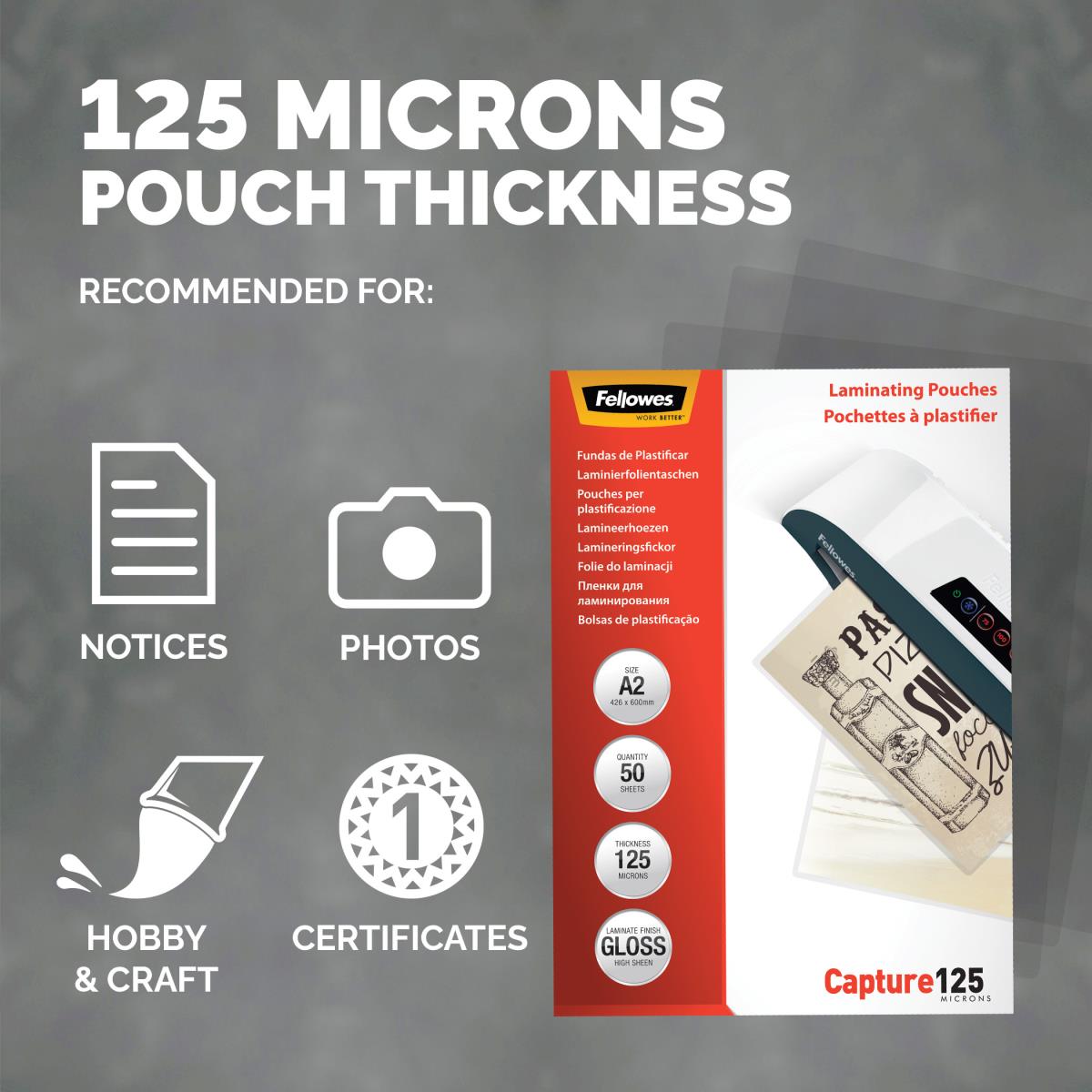 Laminating Pouch A2 125MIC 50pk thumbnail