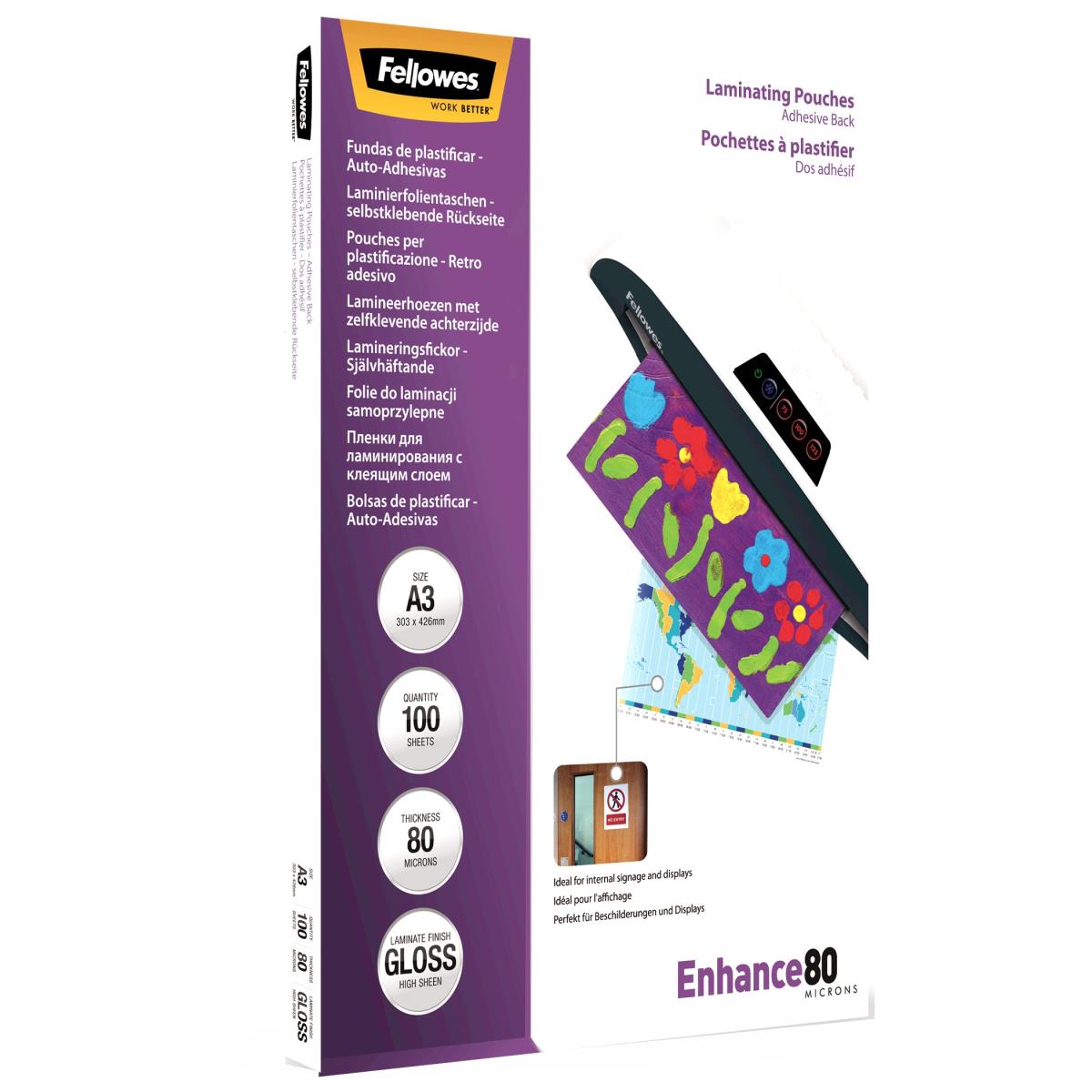 53023 A3 80Mic Adhesive Backed Pouch 100pk thumbnail